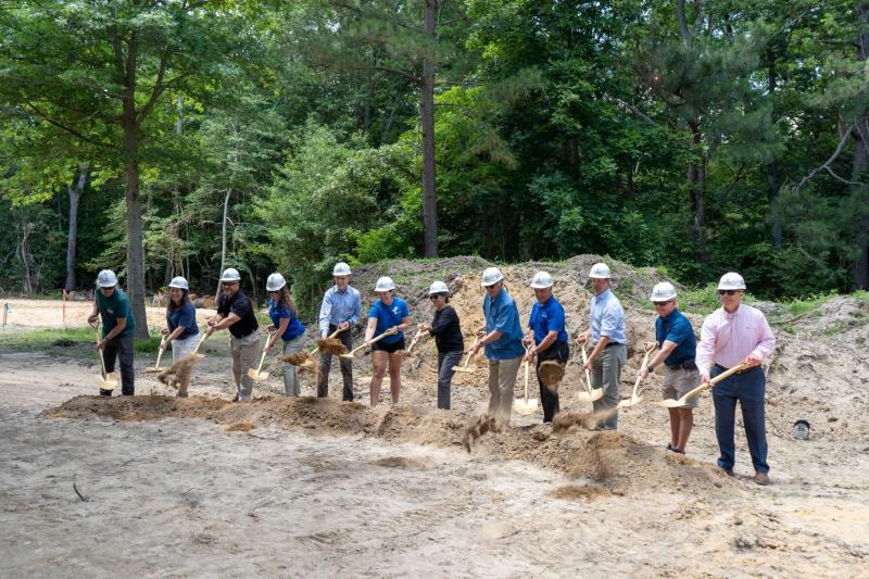 James Farm Phase II groundbreaking attendees are (l-r) Bob Collins, Center for the Inland Bays facilities manager; Angela Pandeletti, EPA Region 3; Rob Jadick, Bancroft Construction regional vice president; Anna Fagan, CIB deputy director; Christophe Tulou, CIB executive director; Michelle Koenig, CIB conservation and watershed planning director; Pat Coluzzi, CIB board president; George Cole, former Sussex County councilman; Gerard Esposito, CIB board; David Quillin, David D. Quillin Architecture; Doug Hudson, Sussex County councilman; and Todd Lawson, Sussex County administrator. SUBMITTED PHOTOS